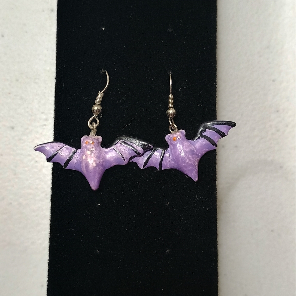 Purple Bat Earrings